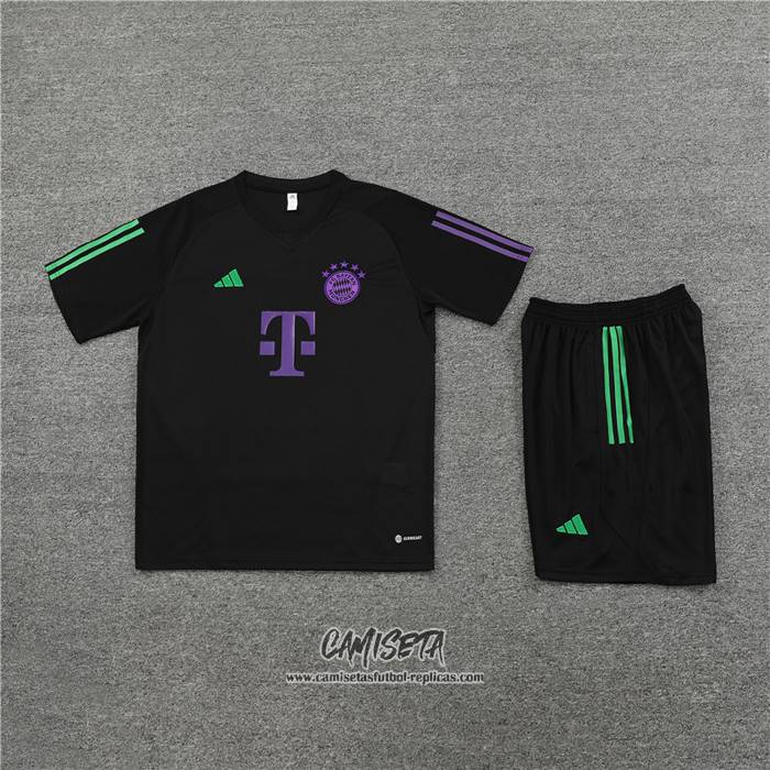 Chandal del Bayern Munich 2023-2024 Manga Corta Negro - Pantalon Corto